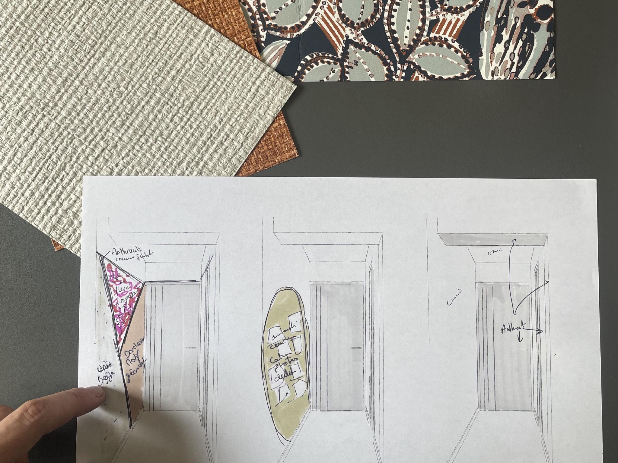 Croquis avant projet sommaire décoration d'intérieur